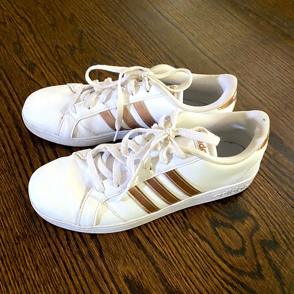 Adidas Grand Court 2.0 Big Kids 6 White/Rose Gold